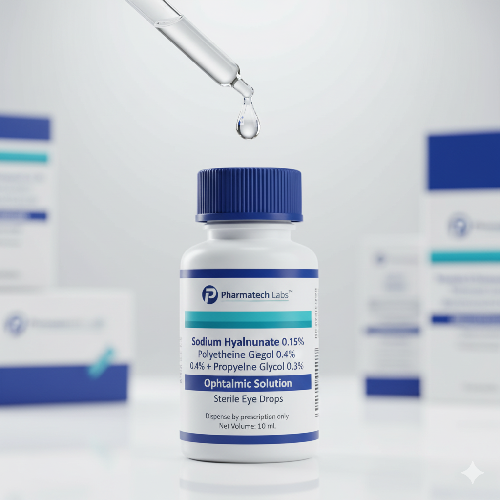 Sodium Hyaluronate 0.15, Polyethylene Glycol 0.4, propylene glycol 0.3, Potassium Iodide, Potassium Iodide, Methyl Hydroxy Benzoate, Calcium Chloride, Propyl Hydroxy Benzoate